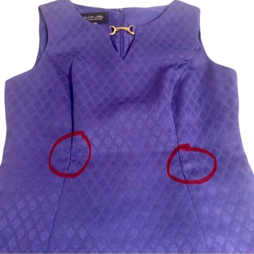 Black Label Evan Picone Dress Womens Size 8 Sleeveless Purple Sheath Workwear - Picture 11 of 12
